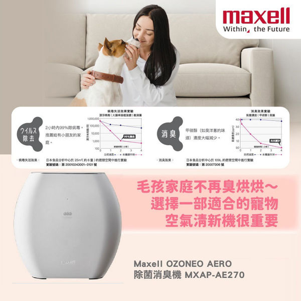 Picture of Maxell - OZONEO AERO Tabletop Pet Air Purifier with Deodorization and Sterilization MXAP-AE270 White 