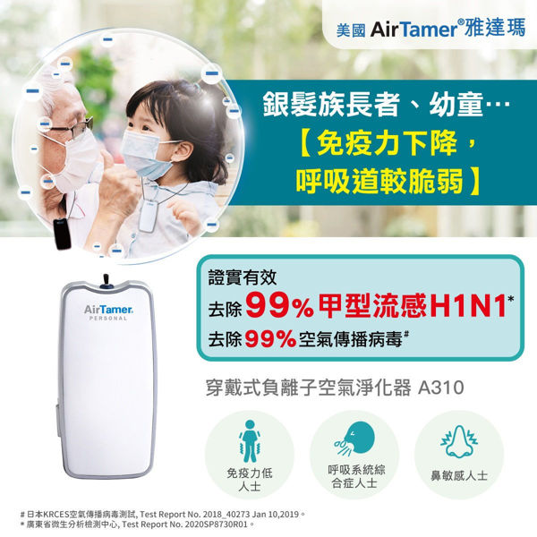 图片 雅达玛 AirTamer  - A310 穿戴式负离子空气净化器 白色